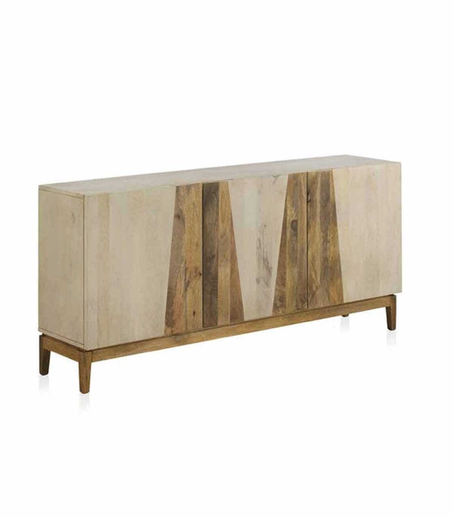 Comedor Ambar muebles | Aparador 3 Puertas Macizo De Mango Con Patas Buqui