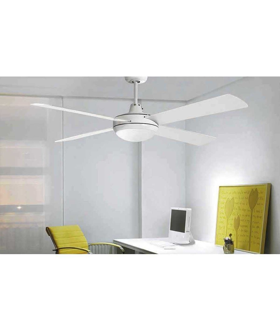 Decoraci N Ambar muebles | Ventilador De Techo Blanco Con Luz 50986