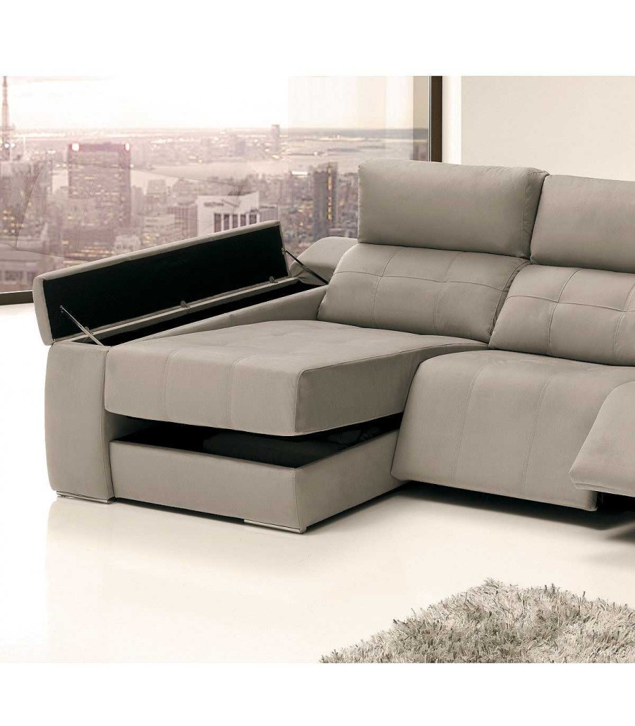 Sal N Ambar muebles | Sof Chaise Longue Moderno 3 Plazas Relax Leone