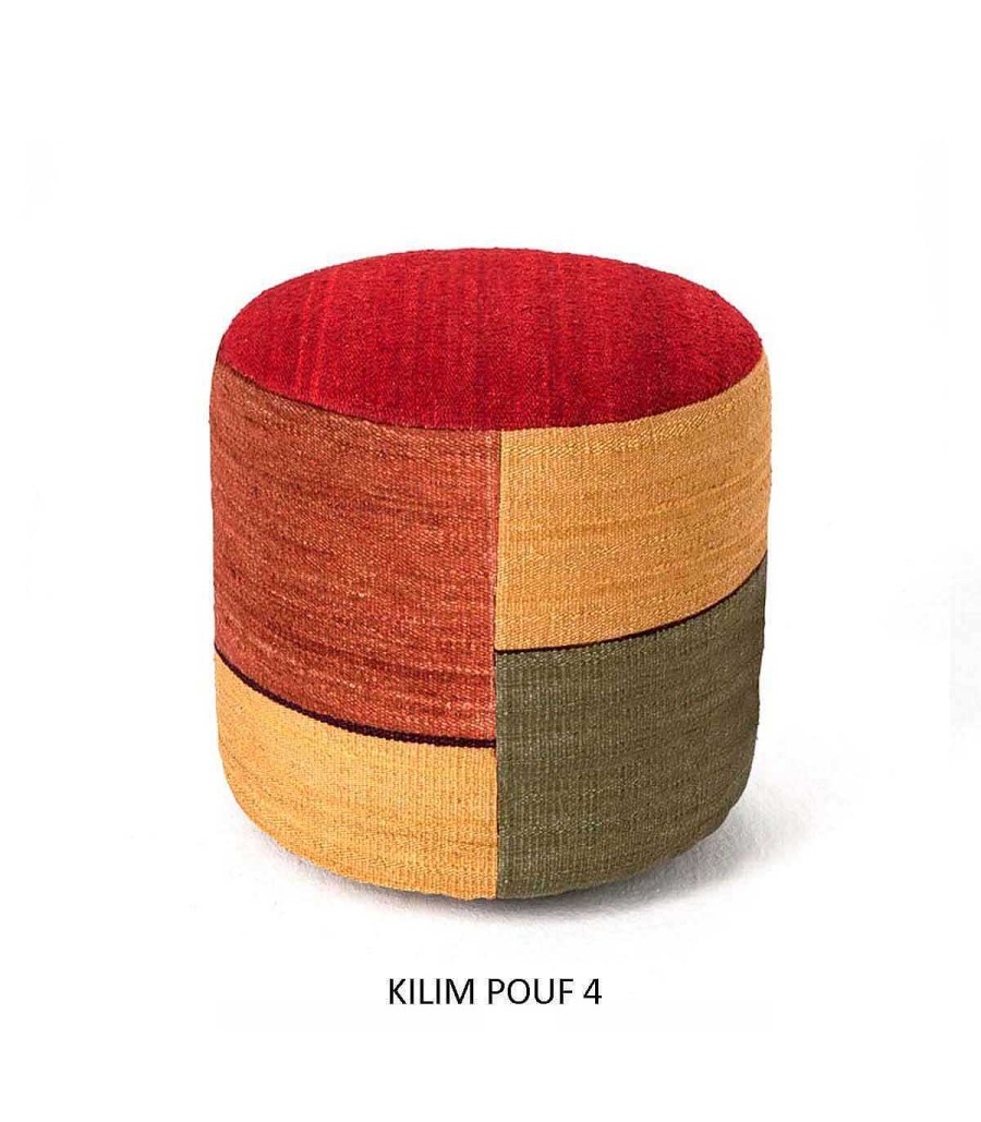 Sal N Ambar muebles | Pouf Kilim Rojo De Nanimarquina