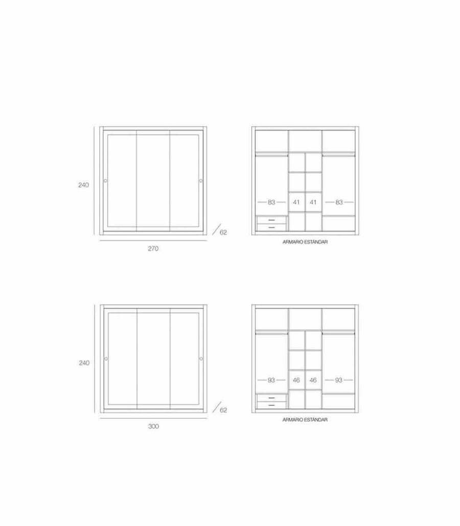 Dormitorio Ambar muebles | Armario Moderno De 3 Puertas Scarlet