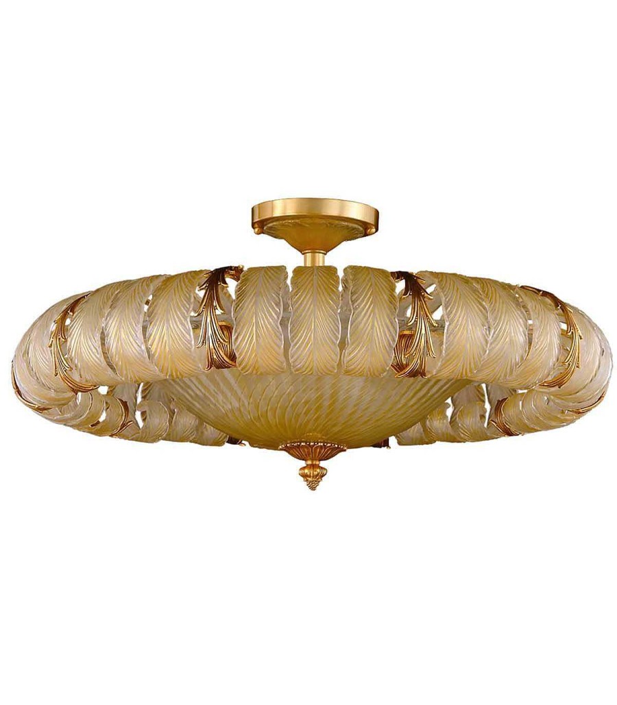 Iluminaci N Ambar muebles | Plaf N De Bronce Y Cristal 19464 De Mariner