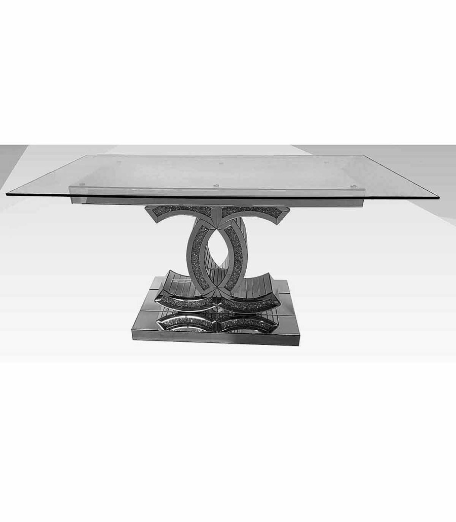 Comedor Ambar muebles | Mesa De Comedor De Cristal Blanco Y Pata Chanel Brishen