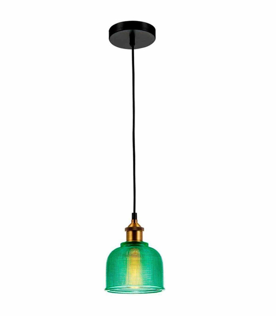 Iluminaci N Ambar muebles | L Mpara Colgante Vintage Verde Guache